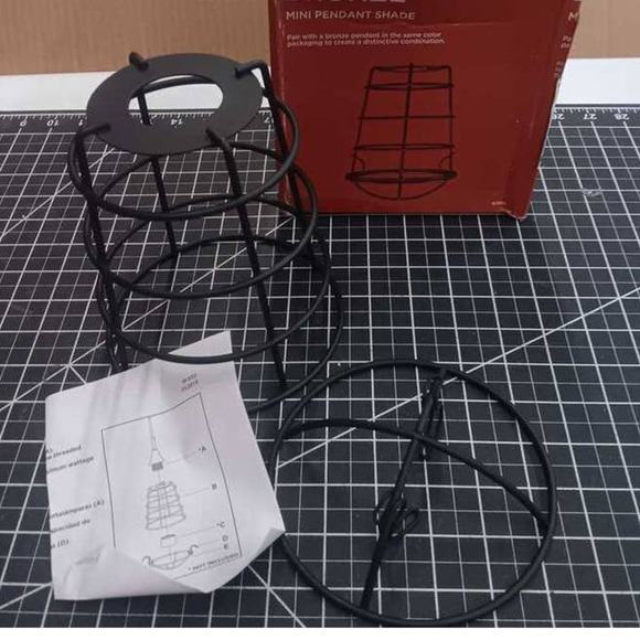 Matte Black Metal Cage Pendant Shade with 2-1/4 in. Fitter, 5.98"D, 8.03"H - Picture 3 of 4